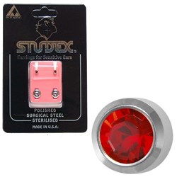 STUDEX Birthstone studs - mini bezel s/s - july / ruby